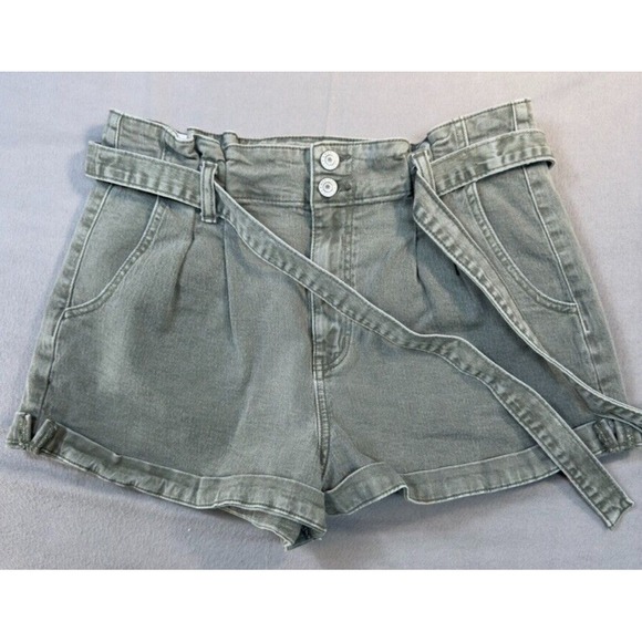 American Eagle Mom Shorts Womens Size 8 Green High Rise Tie Front Stretch - Picture 1 of 10